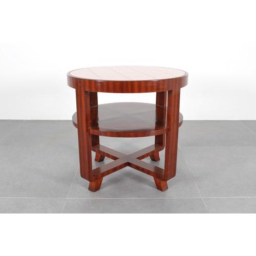 Stylish and elegant Art Deco restored coffee table, handcrafted in bent wood between 1930 and 1933 in Italy. It has two...