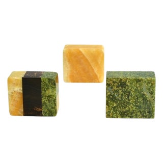 Set of Three Mini Gemstone Boxes Natural Onyx Serpentine Italian For Sale
