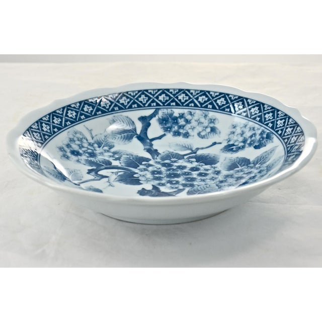 Japanese Blue & White Cherry Blossom Bowl For Sale - Image 3 of 3