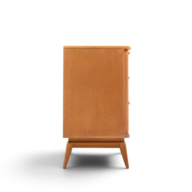 Heywood-Wakefield Heywood Wakefield Mid Century Champagne Tambour Door Sideboard Credenza With Hutch For Sale - Image 4 of 12