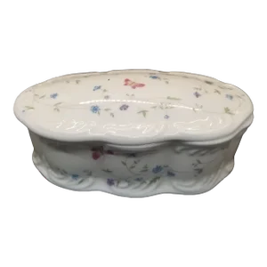 Vintage Porcelain Trinket Box, Numbered Butterflies and Florals San Francisco California