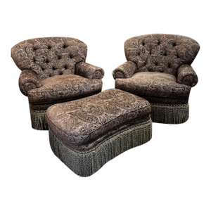 Stanford Club Chairs + Ottoman - 3 Pieces