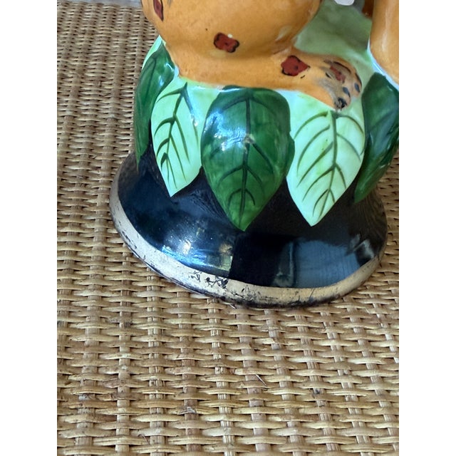 Vintage Regency Leopard Figural Ceramic Candlestick Holders Manner of Lynn Chase-Pair For Sale - Image 4 of 12