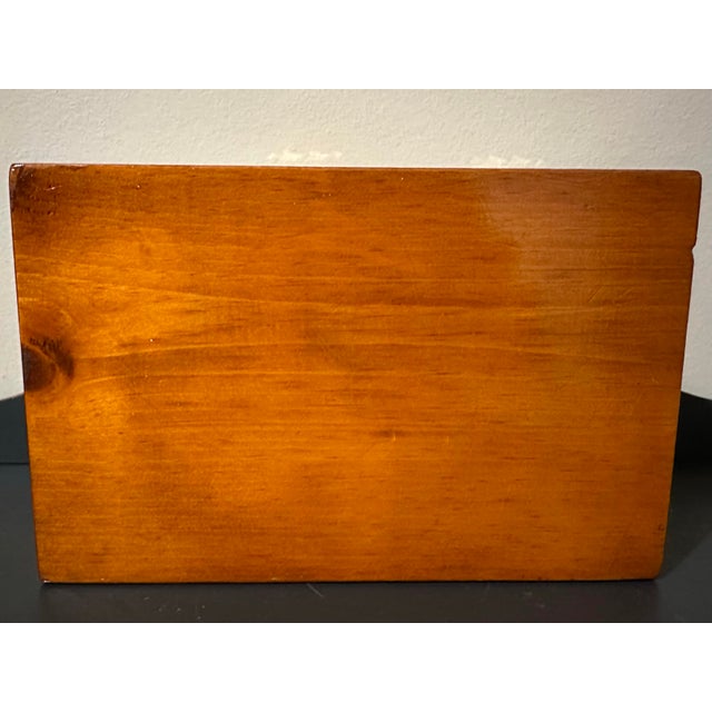 Textile Vintage Mid 20th Century Handcrafted Pine Wood Storage Box With Velvet Lining For Sale - Image 7 of 9