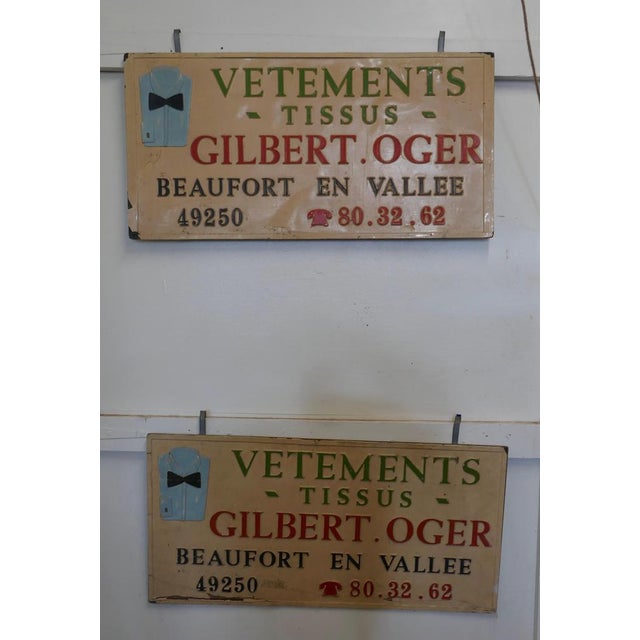 2 French Market Haberdashery stall hanging signs These are Great pieces from a French market stall near Tours, they are...
