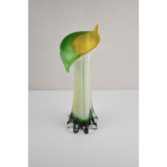 1970s Green and Yellow Murano Glass Vase, 1970s For Sale - Image 5 of 12