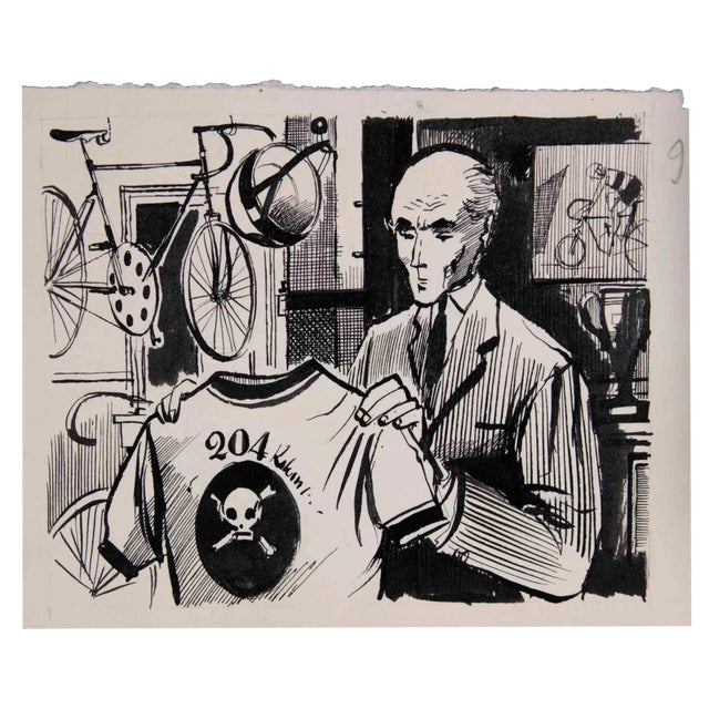 Norbert Meyre, Man With T-Shirt, Original Drawing, Mid-20th-Century For Sale