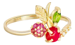 Gold Cherry Ruby Ring in 14k Gold