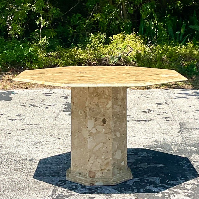 Late 20th Century Vintage Italian Octagon Stone Center Table For Sale - Image 4 of 8