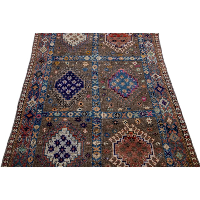 Persian Vintage Distressed Handmade All Over Brown Wool Rug For Sale - Image 3 of 9