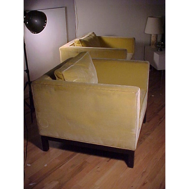 Mid-Century Modern Pair of Yellow Cube Club Chairs By Edward Wormley for Dunbar For Sale - Image 3 of 10