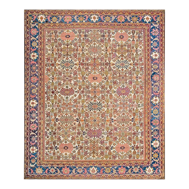 Superb Ivory, Blue and Purple Color With Symmetric and Florid Design Antique Sultanabad Rug For Sale