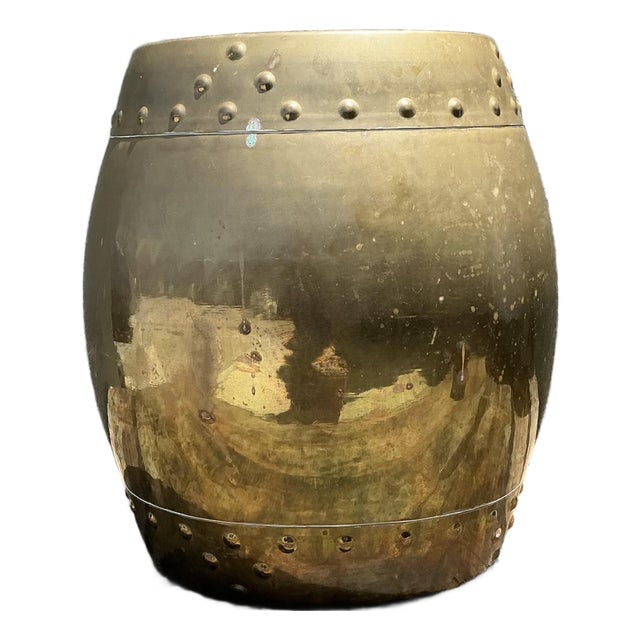 Vintage Asian Brass Low Stool For Sale