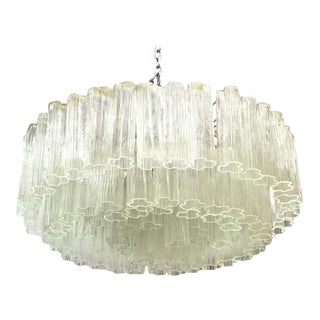 Venini Italian Mid-Century Modern Circular Chandelier With Tronchi Glass Tubes For Sale