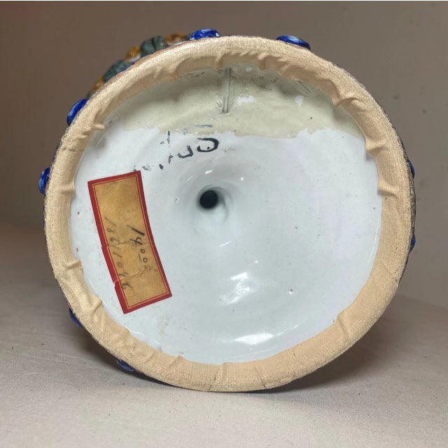 Share Antique 19th Century Spanish Majolica Painted Terracotta Pottery Vase Sculpture For Sale - Image 12 of 15