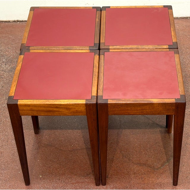 Animal Skin French Modern Stacking Tables in the Style of Jacques Adnet France Circa 1960s For Sale - Image 7 of 11