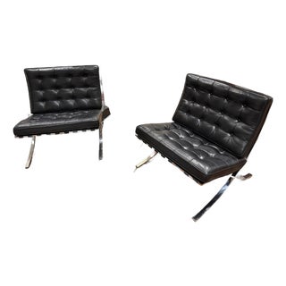 Pair of 1980s Knoll International Barcelona Chairs For Sale