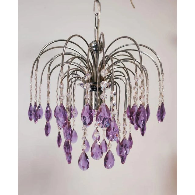 Lilac Crystal Chandelier For Sale - Image 4 of 9