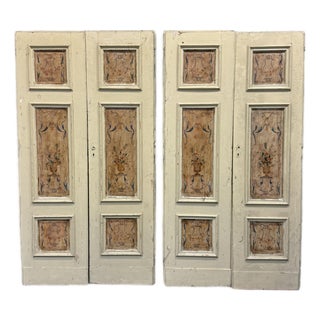 Two Pair of Antique Italian Hand Painted Double Wing Doors For Sale