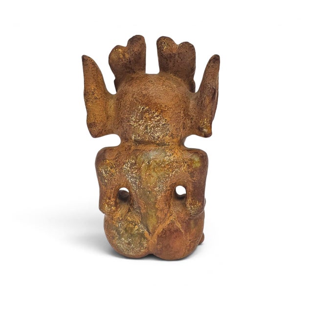 21st Century Contemporary Qiaose Hongshan Style Red & Green Nephrite Jade Figure 6.5" For Sale - Image 11 of 11
