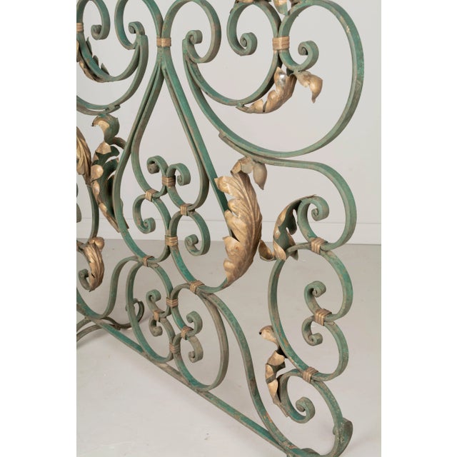 Green Pair of French Wrought Iron Screens or Room Dividers For Sale - Image 8 of 10