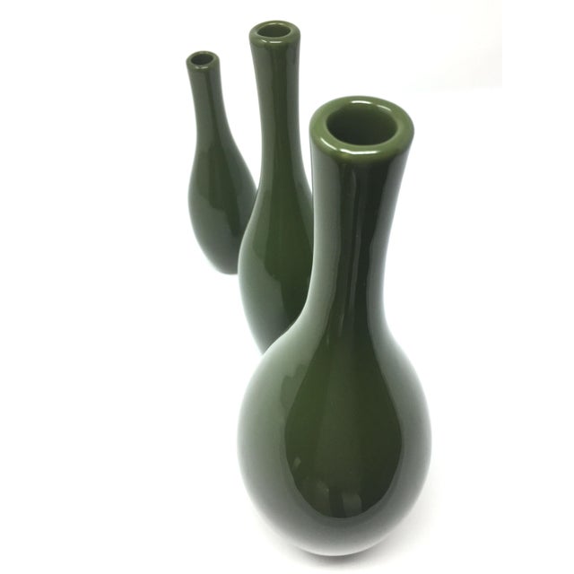 Global Views Ceramic Green Bowling Pin Vases Set of 3 Chairish