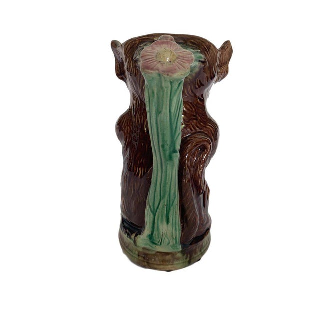 Late 19th Century 1880 Majolica Monkey and Baby Pitcher For Sale - Image 5 of 7