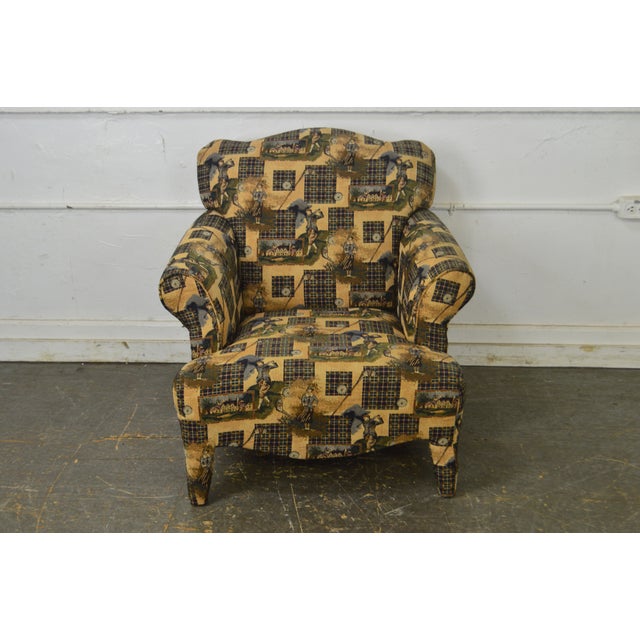 Custom Upholstered Golf Print Club Lounge Chair with Ottoman Chairish