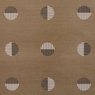 Schumacher Ando Hand Blocked Sisal Wallcovering In Ivory & Charcoal On Natural For Sale