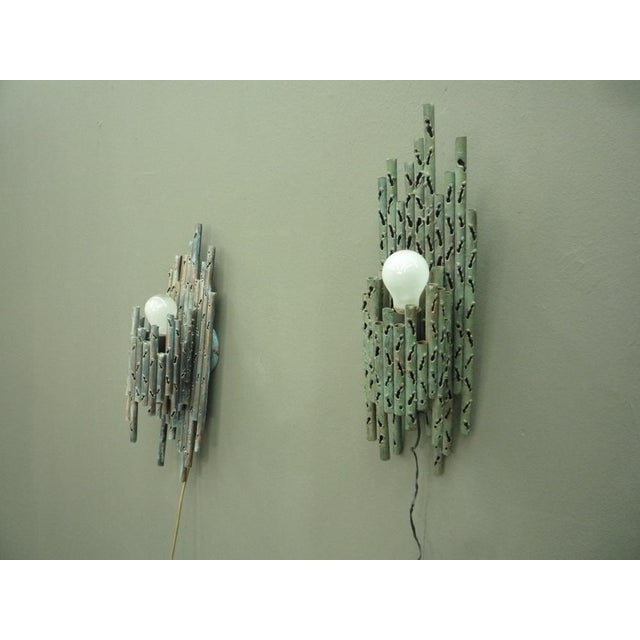 Mid-Century Modern Mid-Century Brutalist Copper Wall Lamps, 1970s, Set of 2 For Sale - Image 3 of 15