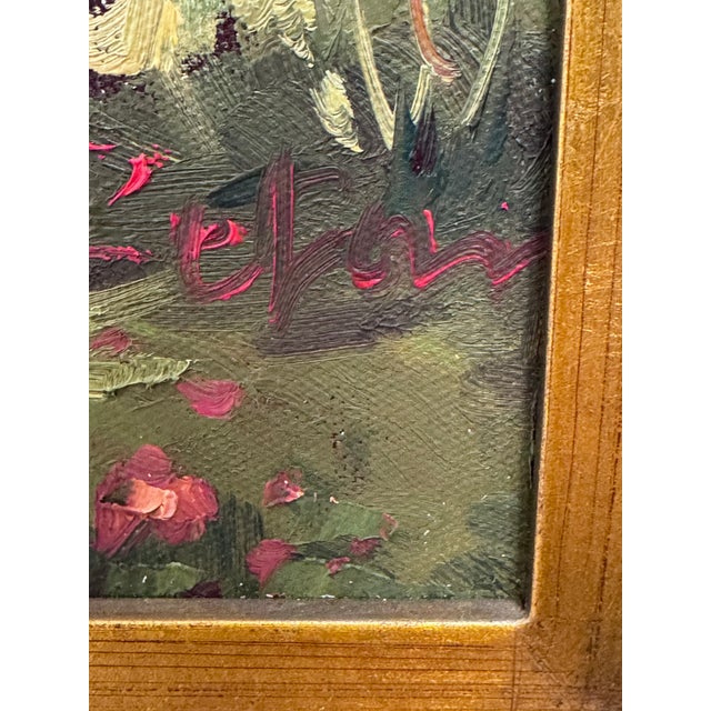 Vintage Giltwood Sunny Day on Open Road Canvas Oil on Painting, Signed For Sale - Image 10 of 12
