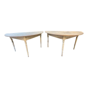 Pair of 19th C. Swedish Painted Demi-Lune Consoles