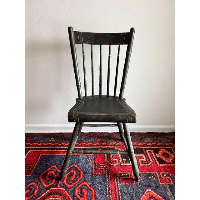 Antique Painted Windsor Side Chair With Faux Bamboo Spindles For Sale - Image 10 of 12