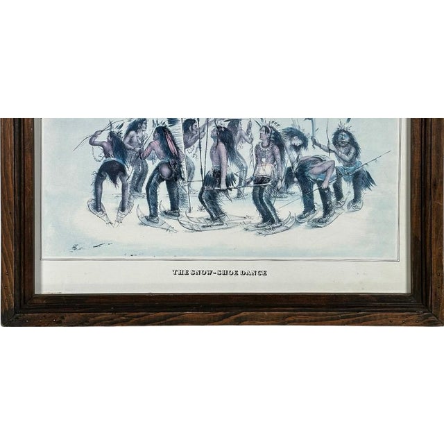 Vintage 1979 George Catlin the Snow Shoe Dance Framed Americana Portfolio Print For Sale In Portland, ME - Image 6 of 12