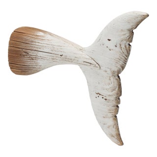 Distressed Wood Whale Tail Wall Art 15"H For Sale