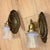 Vintage Pair of Brass Sconces With Iridescent Etched Shades For Sale - Image 4 of 4