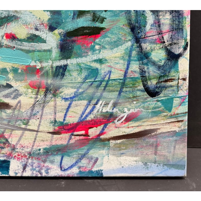 Post Impressionist Abstract Oil Painting by Helen Zarin Titled "My Lovely Pond" For Sale - Image 3 of 6