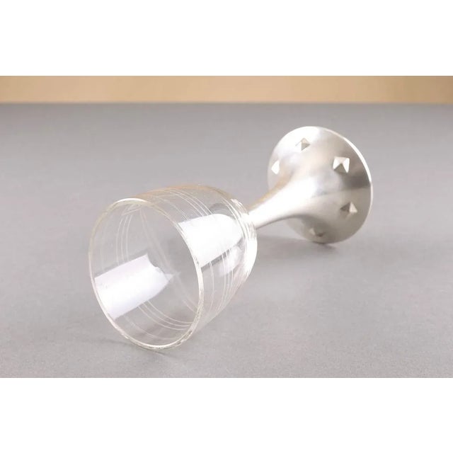 Vintage Wine Goblet on Metallic Base For Sale - Image 9 of 12