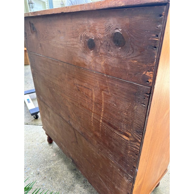 Mid 19th Century Fine Antique Southern Cherry Wood Chest With Black Walnut Knobs and Turned Feet For Sale - Image 5 of 12