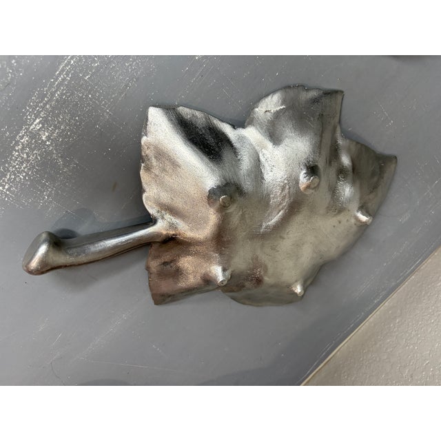Silver Vintage Cast Aluminum Leaf Bowl, Attributed to Bruce Fox For Sale - Image 8 of 9