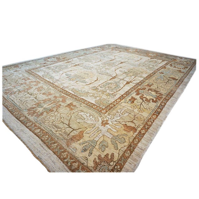 Early 21st Century Turkish Donegal Wool & Hemp 13x18 Ivory, Tan & Rust Handmade Area Rug #1140073 For Sale - Image 5 of 11