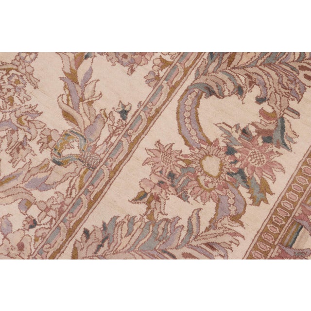 1990s Shabby Chic 1990's Floral Pak-Persian Ivory/Pink Wool Rug - 8'5'' X 10'0'' For Sale - Image 5 of 9