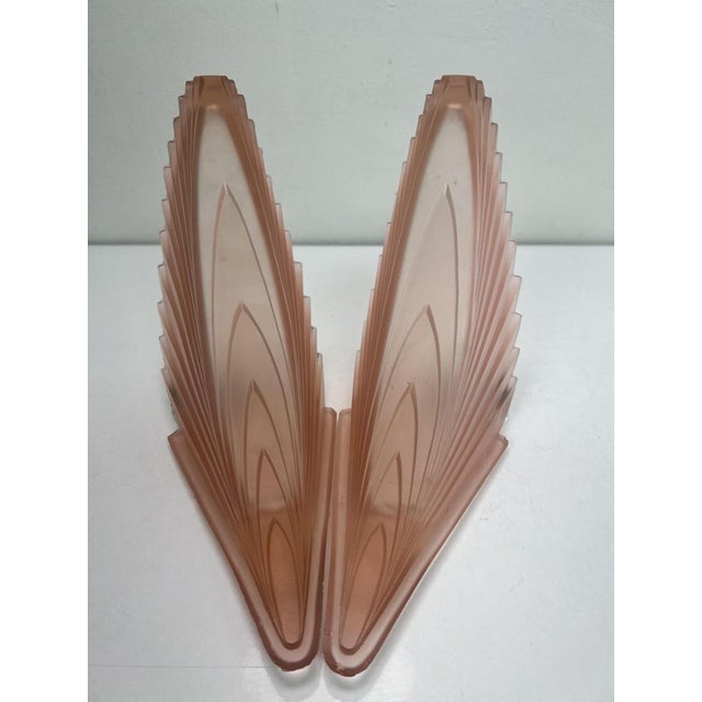 Art Deco French Geometric Frosted Glass Wall Sconces, 1930s, Set of 2 For Sale - Image 13 of 18