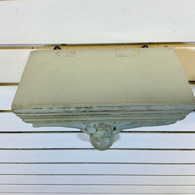 Vintage Coastal Traditional Hand Carved Wooden Painted Wall-Mounted Shelves - A Pair, Palm Fronds Accent For Sale - Image 13 of 17