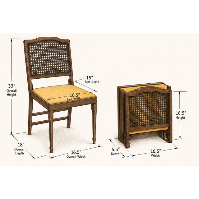 Campaign Vintage 1970 Leg-O-Matic Folding Dining Chairs, Set of 4 – Original Factory Finish & Upholstery For Sale - Image 3 of 3