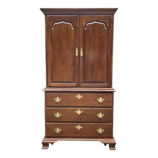 Harden Furniture Solid Cherry Armoire Dresser For Sale