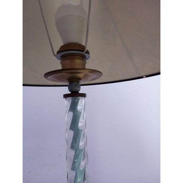 Aqua Table Lamp with Marble Base and Bronze Leaf Decoration, Italy, 1950s For Sale - Image 8 of 18