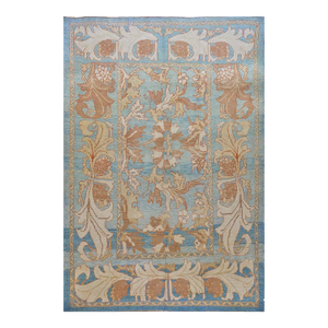 21st Century Turkish Donegal Oushak 8x11 Blue, Ivory, & Clay Area Rug #1140682