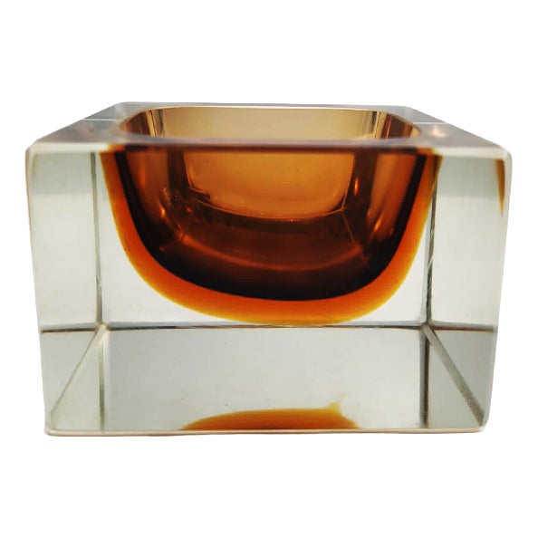 Vintage Square Ashtray in Murano Glass by Flavio Poli for Seguso, 1960s For Sale