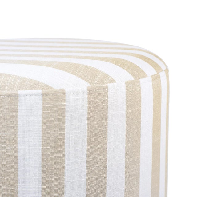 2020s Dex Beige Cabana Striped Linen Ottoman For Sale - Image 5 of 7